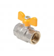 Кран шаровой латунь никель газ Эксперт Ду 25 Ру40 ВР/НР полнопроходной бабочка Dist Н223Б