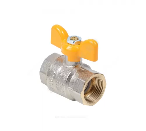 Кран шаровой латунь никель газ Эксперт Ду 25 Ру40 ВР/НР полнопроходной бабочка Dist Н223Б