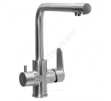 Смеситель для кухонной мойки ручка сбоку одноручный излив с каналом для питьевой воды STEEL Профсан PSM-300-22