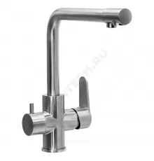Смеситель для кухонной мойки ручка сбоку одноручный излив с каналом для питьевой воды STEEL Профсан PSM-300-22