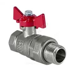 Кран шаровой латунь никель 11Б27фт1М Ду 15 Ру40 ВР/"американка" бабочка красная VALFEX VF.227.NB1.012.N/P59