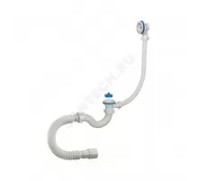 Слив-перелив для ванны трубный с пробкой 1 1/2"x40 с гофрой 40х40/50 выпуск с пластиковой решёткой D=70мм Орио А-70089