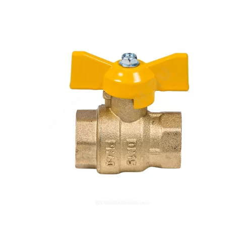 Кран шаровой латунь газ Эксперт Ду 25 Ру40 ВР полнопроходной бабочка Dist 213Б