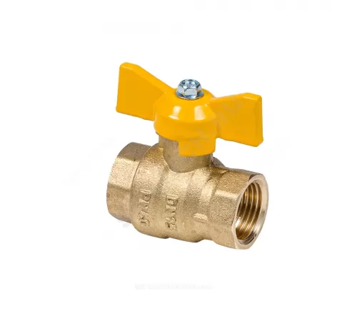 Кран шаровой латунь газ Эксперт Ду 25 Ру40 ВР полнопроходной бабочка Dist 213Б