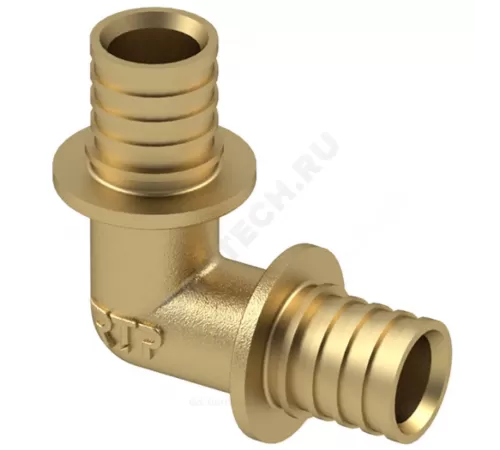 Угольник для PE-X/PE-RT труб аксиальный латунь Дн 20х90гр RTP (РосТурПласт) 28320