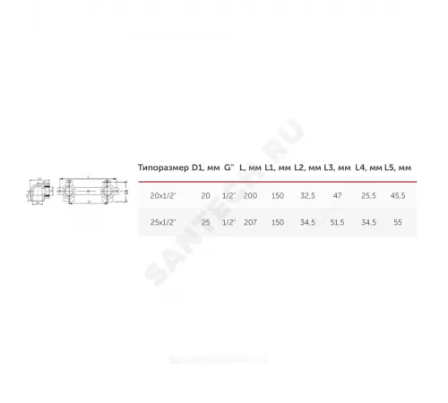 Планка PP-R монтажная серая Дн 25х1/2" ВР под смеситель VALFEX 10124025Г