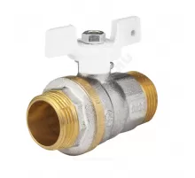 Кран шаровой латунь никель 1105 Standard Ду 20 Ру30 НР полнопроходной бабочка белая Aquasfera 1105-02 .