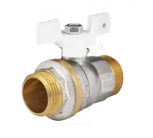 Кран шаровой латунь никель 1105 Standard Ду 20 Ру30 НР полнопроходной бабочка белая Aquasfera 1105-02 .