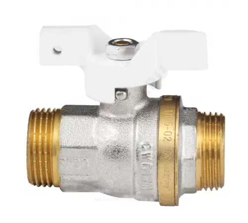 Кран шаровой латунь никель 1105 Standard Ду 20 Ру30 НР полнопроходной бабочка белая Aquasfera 1105-02 .