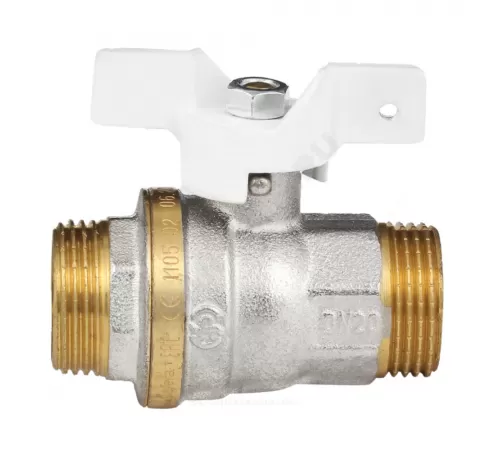 Кран шаровой латунь никель 1105 Standard Ду 20 Ру30 НР полнопроходной бабочка белая Aquasfera 1105-02 .