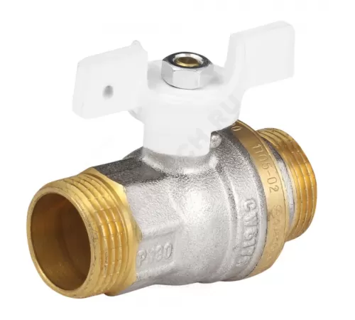 Кран шаровой латунь никель 1105 Standard Ду 20 Ру30 НР полнопроходной бабочка белая Aquasfera 1105-02 .