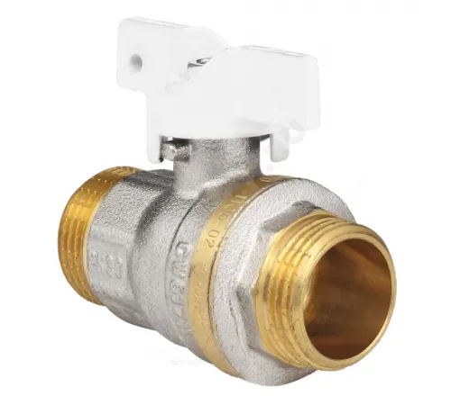 Кран шаровой латунь никель 1105 Standard Ду 20 Ру30 НР полнопроходной бабочка белая Aquasfera 1105-02 .