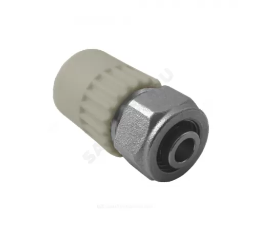 Муфта PP-R комбинированная серая Дн 20х16 обжим для соединения PPR-PE труб VALFEX 10162016Г