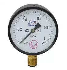Манометр МаТ-100 радиальный Дк100мм 0-0,6 МПа кл.1,5 G1/2" Пензапромарматура 053103100