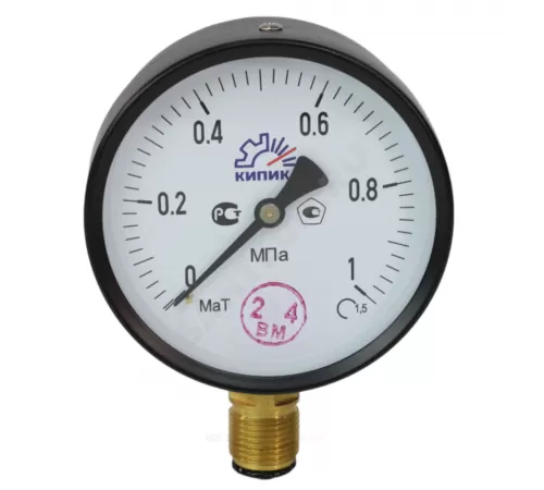 Манометр МаТ-100 радиальный Дк100мм 0-0,6 МПа кл.1,5 G1/2" Пензапромарматура 053103100