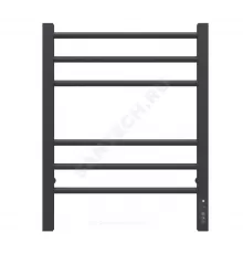 Полотенцесушитель электрический сталь Лесенка 130 Вт 450х600мм 6П со встроенным диммером справа черный муар Сицилия Терминус 4670078543004