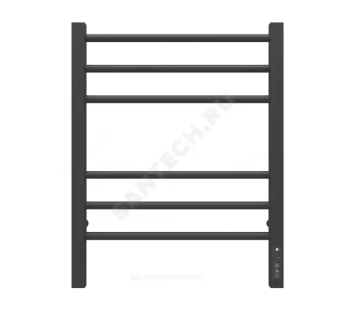 Полотенцесушитель электрический сталь Лесенка 130 Вт 450х600мм 6П со встроенным диммером справа черный муар Сицилия Терминус 4670078543004