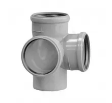 Крестовина PP-H 2-плоскостная правая серая Дн 110х110х50х87гр б/нап в/к Политэк 1201104