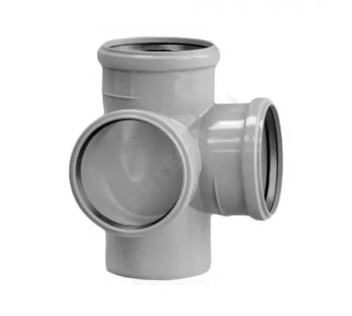 Крестовина PP-H 2-плоскостная правая серая Дн 110х110х50х87гр б/нап в/к Политэк 1201104