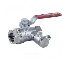 Кран шаровой латунь со спускником R250DS хром Ду 15 Ру42 ВР 1/2" рычаг красный со спускником Giacomini R250SX003