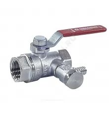 Кран шаровой латунь со спускником R250DS хром Ду 15 Ру42 ВР 1/2" рычаг красный со спускником Giacomini R250SX003