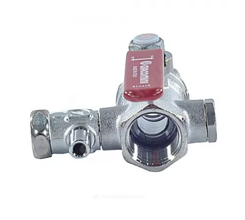 Кран шаровой латунь со спускником R250DS хром Ду 15 Ру42 ВР 1/2" рычаг красный со спускником Giacomini R250SX003