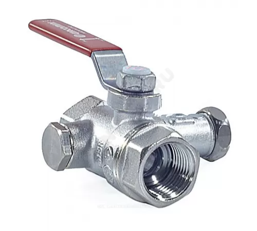 Кран шаровой латунь со спускником R250DS хром Ду 15 Ру42 ВР 1/2" рычаг красный со спускником Giacomini R250SX003