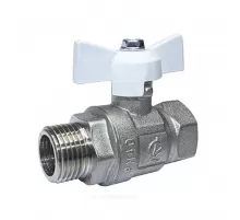 Кран шаровой латунь никель Крепыш 331 аналог 11б27п1 Ду 15 Ру40 ВР/НР полнопроходной бабочка белая ГАЛЛОП 109219