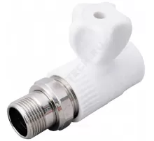 Кран шаровой PP-R белый Дн 25х1/2" НР прямой для радиатора VALFEX 10149125