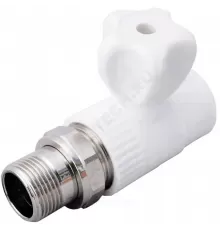 Кран шаровой PP-R белый Дн 20х1/2" НР прямой для радиатора VALFEX 10149020