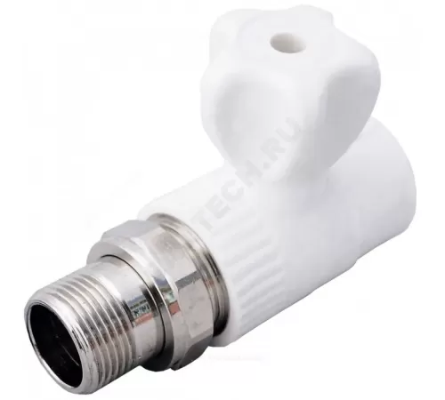 Кран шаровой PP-R белый Дн 25х1/2" НР прямой для радиатора VALFEX 10149125