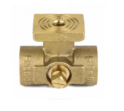 Кран для манометра 3-ходовой латунь 1061 (11б38бк/11б18бк) Ду 15 Ру16 ВР G1/2"-М20х1,5 без рукоятки с фланцем Aquasfera 1061-01
