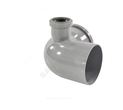 Отвод PP-H с выходом левый серый Дн 110х50х87гр б/нап в/к VALFEX 23121150