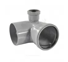 Отвод PP-H с выходом левый серый Дн 110х50х87гр б/нап в/к VALFEX 23121150