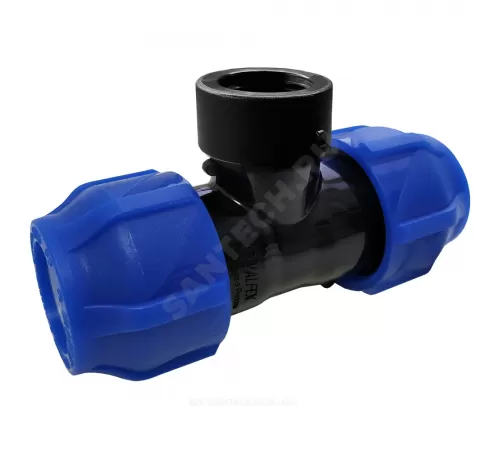 Тройник компрессионная ПЭ Дн 63х1"х63 ВР Ру16 VALFEX 1210016310063