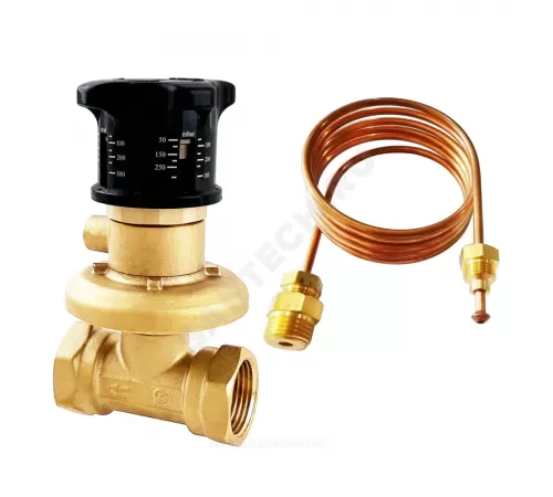 Клапан балансировочный автомат латунь Ду 15 G1/2" Ру16 Тмакс=120 оС ВР 5-30 кПа Kvs=1.16м3/ч без ниппелей Benarmo