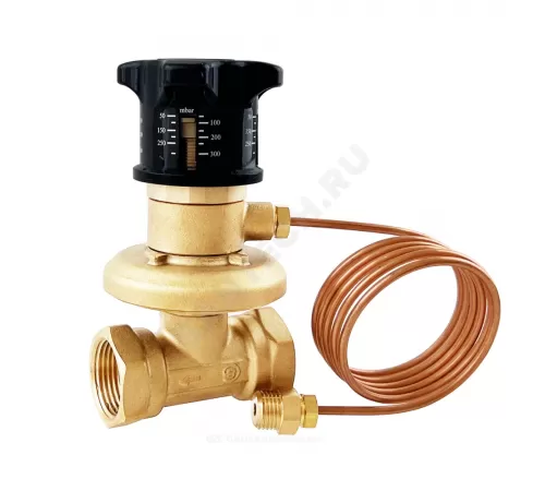 Клапан балансировочный автомат латунь Ду 15 G1/2" Ру16 Тмакс=120 оС ВР 5-30 кПа Kvs=1.16м3/ч без ниппелей Benarmo