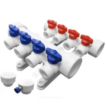 Группа PP-R коллекторная белая Дн 40х20 на 4 выхода с кранами VALFEX 101144004