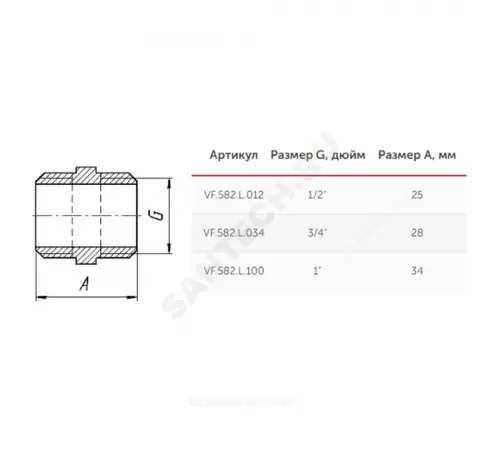 Ниппель латунь Ду 20 (3/4") НР VALFEX VF.582.L.034