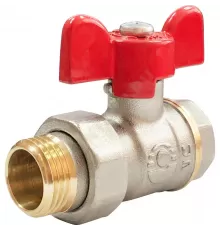 Кран шаровой латунь никель 11Б27фт1М OPTIMA Ду 20 Ру25 ВР/"американка" полнопроходной бабочка красная VALFEX VF.227.NLB1.034