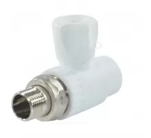 Кран шаровой PP-R белый Дн 25х3/4" НР прямой для радиатора RTP (РосТурПласт) 21517