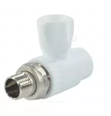 Кран шаровой PP-R белый Дн 20х1/2" НР прямой для радиатора RTP (РосТурПласт) 17136