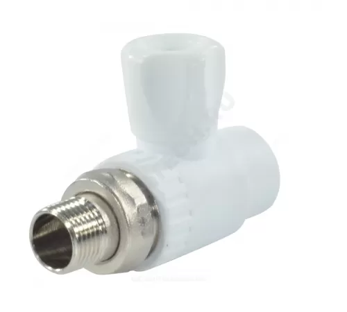 Кран шаровой PP-R белый Дн 25х3/4" НР прямой для радиатора RTP (РосТурПласт) 21517