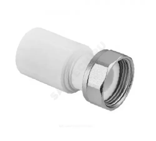 Штуцер PP-R комбинированный белый Дн 20х1/2" с накидной гайкой RTP (РосТурПласт) 28190