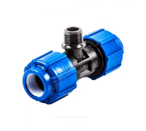 Тройник компрессионный ПЭ Дн 50х1"х50 НР ТПК-АКВА 51500150