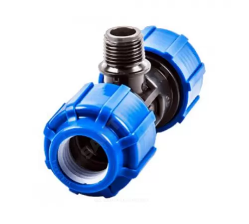 Тройник компрессионный ПЭ Дн 50х1"х50 НР ТПК-АКВА 51500150