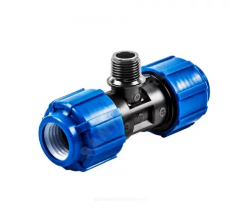 Тройник компрессионный ПЭ Дн 50х1"х50 НР ТПК-АКВА 51500150