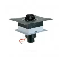 Воронка кровельная HL63.1H с вертикальным выпуском PP Дн 110 с листвоуловителем, электрообогревом, теплоизоляцией, гидроизоляционным полимербитумным полотном 500х500мм HL HL63.1H/1