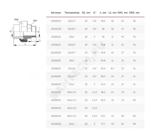 Муфта PP-R комбинированная разъемная белая Дн 25х3/4" НР VALFEX 10156020