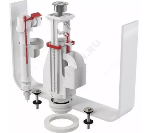 Арматура для бачка сливная/наливная 3/8" нижнее подключение кнопка хром 2/реж Alca Plast SA08S 3/8" CHROM